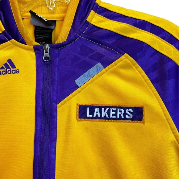 2013 Adidas Los Angeles Lakers Gold Pre Game Warm up Jacket Youth Teen XL Kobe - Picture 2 of 11